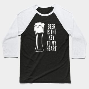 Funny Drinking Shirt – Funny Beer Saying Beer Is The Key To My Heart Baseball T-Shirt